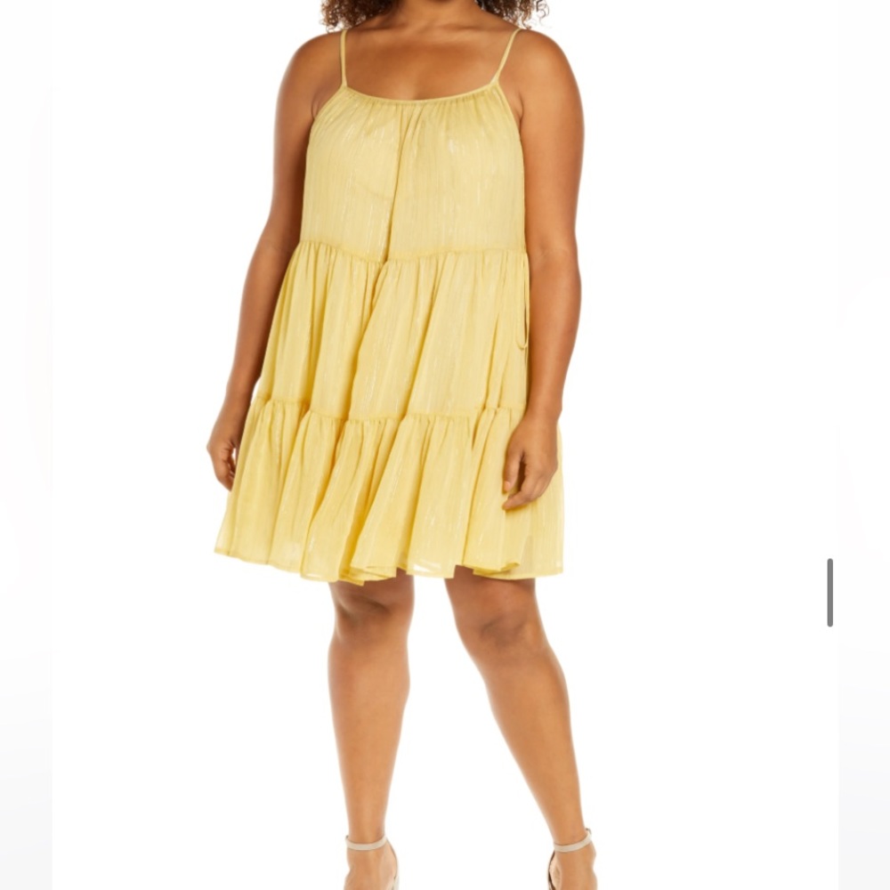WAYF Clyde Tiered metallic thread swing dress